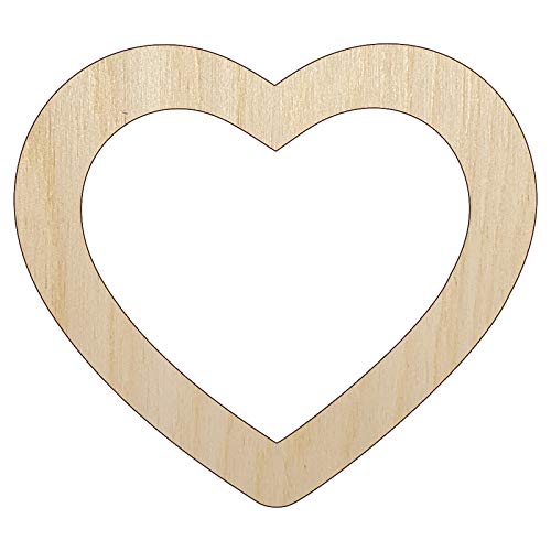 Heart Hollow Unfinished Wood Shape Piece Cutout for DIY Craft Projects - 1/8 Inch Thick - 4.70 Inch Size - WoodArtSupply