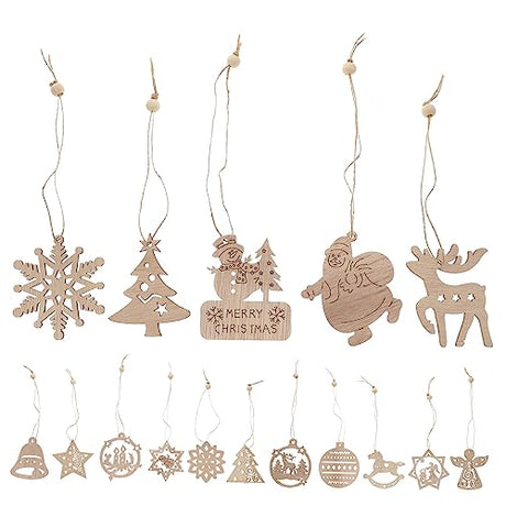Artibetter 1 Set Christmas Decoration Pendant Unfinished Christmas Shapes Wooden Christmas Cutout Nativity Decor House Decorations for Home DIY Craft ARTIBETTER