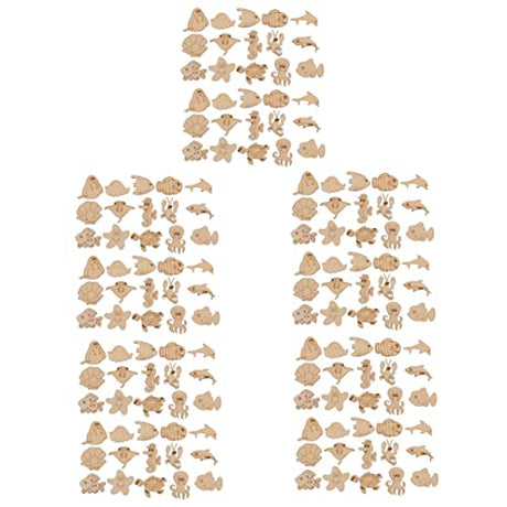 ABOOFAN 1000 Pcs Marine Life Wood Chips Wooden Sea Life Slices Wood Cutouts Ocean Animal Wooden Slices Unfinished Wood Animal Fish Cutouts Seahorse ABOOFAN