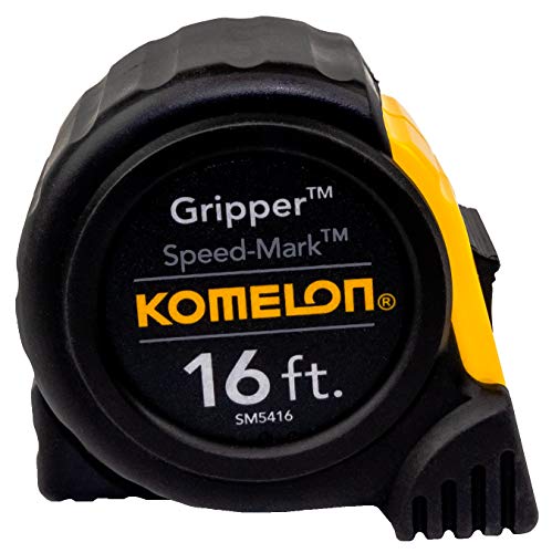 Komelon SM5416 Speed Mark Gripper Acrylic Coated Steel Blade Tape Measure 16-feet by 1-Inch, White Blade Komelon