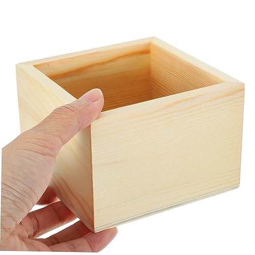 Zerodeko 2pcs Box Food Containers Craft Organizer Wood Crates Unfinished Small Wooden Crate Wooden Container Small Storage Containers Crates for