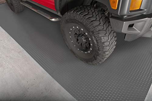 G-Floor Lite Diamond Tread Pattern Slate Grey Vinyl Rollout Garage Flooring Protector Mat for The Garage and Beyond - 7'6" x 14' Size