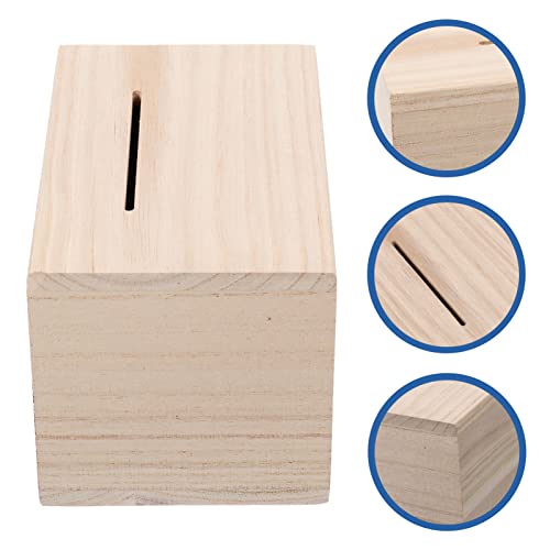 COHEALI Wooden Box 4pcs DIY Wooden Piggy Bank Unfinished Wood Coin Bank Money Storage Coin Jar Cash Box Storage Holder Chest Box Savings Bank for