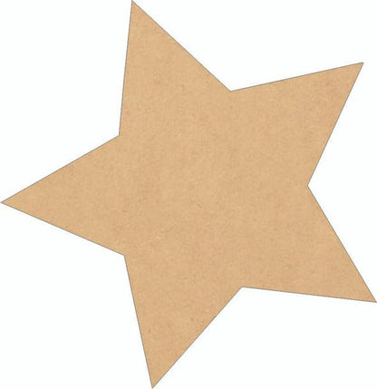 Wooden Star 8" Cutout, Unfinished Paintable MDF 1/8" DIY Basic Shape