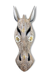 G6 Collection Wooden Tribal African Giraffe Mask Hand Carved Wall Plaque Hanging Home Decor Accent Art Unique Sculpture Decoration Handmade G6 Collection