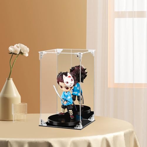 Acrylic Display Case Clear Action Figure Display Case with Mirrored Back, Dustproof Protection Display Box Alternative Glass Case for Collectibles Dezzer