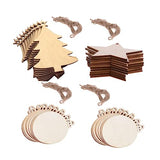 NOLITOY 80 Pcs Christmas Wooden Pendant Christmas Ornaments Unfinished Wood Slices Ornaments Paintable Christmas Hanging Ornaments Wooden Tree Cutout NOLITOY