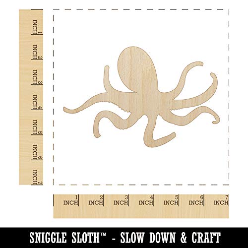 Octopus Solid Unfinished Wood Shape Piece Cutout for DIY Craft Projects - 1/4 Inch Thick - 6.25 Inch Size Sniggle Sloth