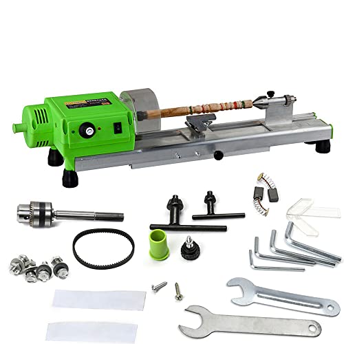 Mini Wood Lathe Benchtop MICRO Woodturning Lathe Grinding Polishing Beads Drill Rotary Tool Set Variable Speed (Standard)