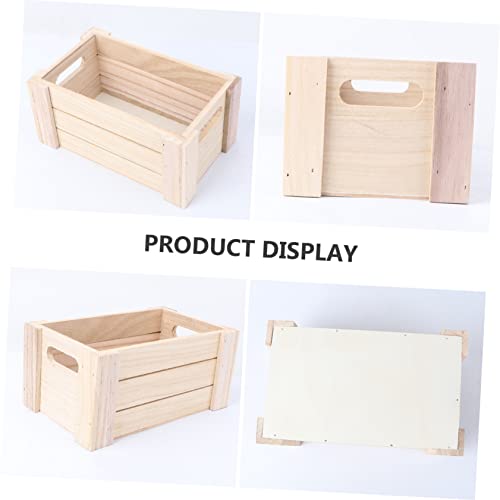 Timber Storage Container Desk FUNOMOCYA 1pc Wooden Desktop Storage Basket Wood Desk Containers for F ...