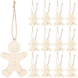 iplusmile 100pcs Wooden Gingerbread Man Cutouts Unfinished Wood Ornaments Blank Gingerbread Man Shape Pendants with Ropes for Christmas Easter Tree iplusmile