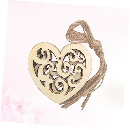 TEHAUX 10pc Unfinished Wood Shapes Heart Wood Slices Wood Heart Confetti Wood Wedding Confetti Wood Log Slices Heart Shaped Wood Unfinished Wood TEHAUX