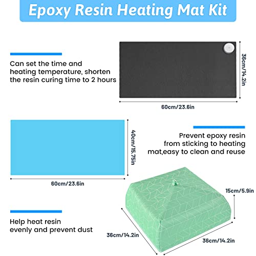 Large Resin Heating Mat with Cover and Timer, 4-Hour Auto Shut-Off Fast Resin Curing Machine, 23.6 x 14.2 Inches Heating Pad for Resin Projects, DIY - WoodArtSupply