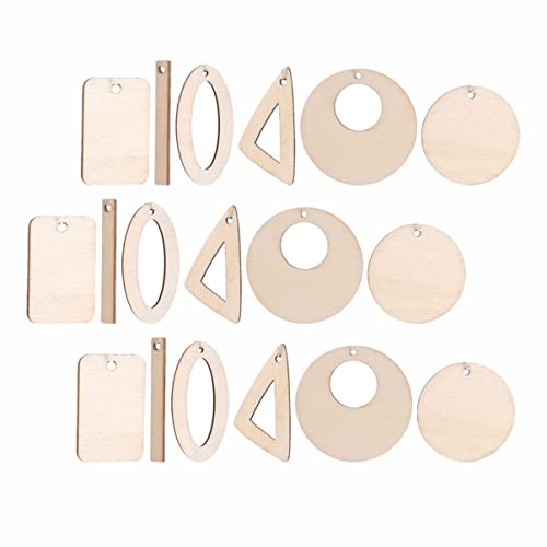 EXCEART 180 Pcs DIY Earrings Unfinished Wooden Earrings Lip Gloss Kits Blank Wood Charms DIY Wooden Earrings Charms Natural Wood Pendants Jewelry EXCEART