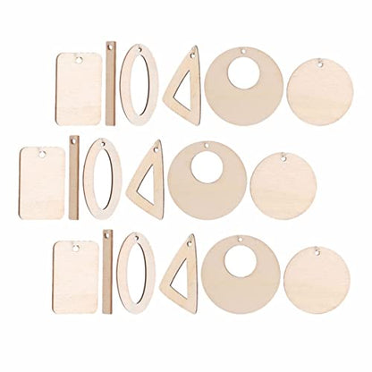 EXCEART 180 Pcs DIY Earrings Unfinished Wooden Earrings Lip Gloss Kits Blank Wood Charms DIY Wooden Earrings Charms Natural Wood Pendants Jewelry