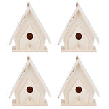 4Pcs Wood Bird House, Mini Hanging Wooden Bird Houses Nests Cage Wooden Ornament Crafts Build Paint Unfinished Birdhouse for Garden Courtyard Decor Joyzan