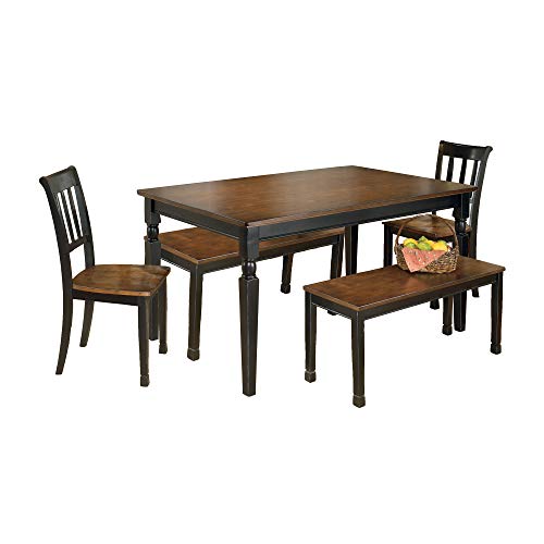 Signature Design by Ashley Owingsville Rustic Farmhouse Dining Room Table, Black & Brown - WoodArtSupply