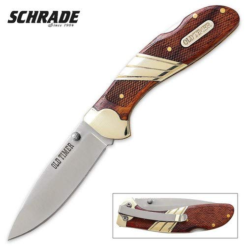 Old Timer 31OT Medium Lockback 6.5in High Carbon S.S. Folding Pocket Knife with 2.9in Drop Point Blade and Wood Handle for Hunting, Whittling, Old Timer