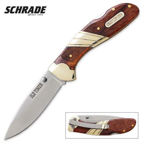 Old Timer 31OT Medium Lockback 6.5in High Carbon S.S. Folding Pocket Knife with 2.9in Drop Point Blade and Wood Handle for Hunting, Whittling, - WoodArtSupply