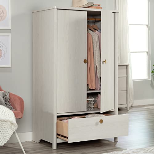 Sauder Dover Edge Bedroom Armoire with Drawer, L: 34.17" x W: 21.18" x H: 60.04", Glacier Oak Finish - WoodArtSupply