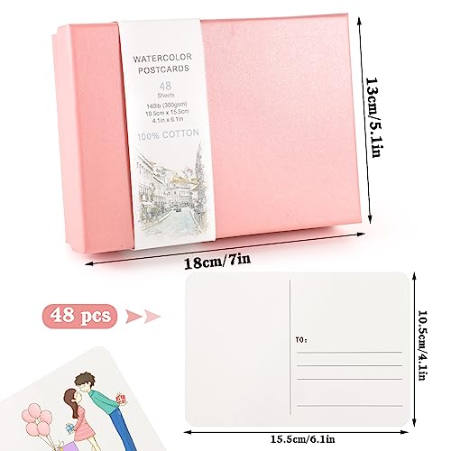 48 Sheets 4x6 Watercolor Postcards, 140lb/300gsm Blank Postcards Watercolor Paper Cards Art Supplies Christmas Gifts for Painting, DIY, Mailing, Prudiut
