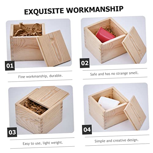 TEHAUX Box Gift Packaging Wooden Box Wood Crates Wooden Crate Jewelry Organizer Tray Unfinished Wooden Storage Square Vases for Flowers Wooden Vase TEHAUX