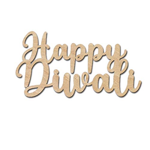 Happy Diwali Wood Cutouts for crafts, Laser Cut Wood Shapes 5mm thick Baltic Birch Wood, Multiple Sizes Available - WoodArtSupply