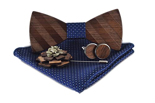 Bowtie Handmade Customized Wood Bow Tie Set Creative Wooden Nice Designer Formal Woven Cravat with Box - WoodArtSupply