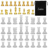 Endoto Resin Chess Pieces Mold Set, 16 Pieces Full Size 3D Silicone Chess Molds Kit for Epoxy Resin Casting, Family Party Board Games and Home Endoto