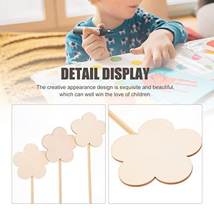 Toyvian 8pcs Girl Fairy Wands Stickers Unfinished Princess Wand Kit Homemade DIY Wood Flower Wand DIY Wooden Star Wands Unfinished Wood Crafts for
