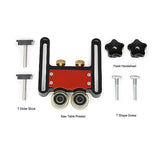 Double Wheel Stock Roller, Adjustable Thin Table Saw Jig Universal Featherboards Table Saw Feeding Guide Roller for Table Saw Feeding Guide, Aluminum Pyhodi