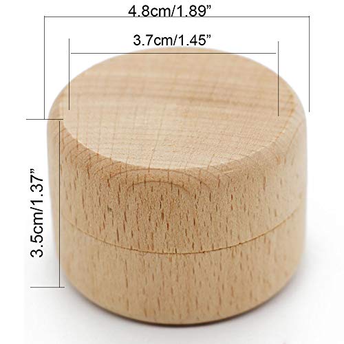 HOLLY TRIP 2PCS Small Round Unpainted Wooden Box, Wedding Ring Jewelry Boxes DIY Storage Trinket Bearer Box Container Case HOLLY TRIP