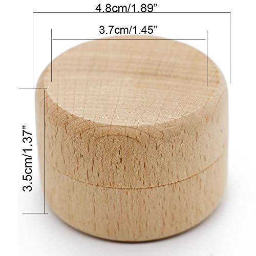 HOLLY TRIP 2PCS Small Round Unpainted Wooden Box, Wedding Ring Jewelry Boxes DIY Storage Trinket Bearer Box Container Case - WoodArtSupply