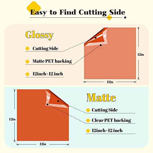 HTVRONT Permanent Vinyl for Cricut Machine-57 Pack 12" x 12" Permanent Vinyl Bundle, 52 Adhesive Vinyl Sheets & 5 Transfer Tape for Vinyl Permanent HTVRONT