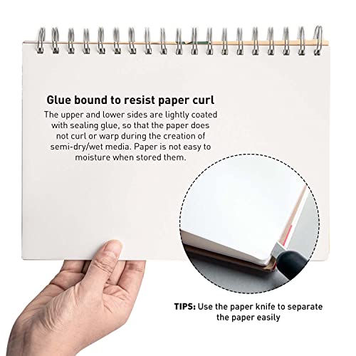 HIMI Gouache Pad 7X10''(98lb/160g) 50 Sheets Mix Paper Pad, Side Wire Bound, Fine Texture, in Gouache Acrylic Art Pad for Sketching, Ink Sketch Book, HIMI