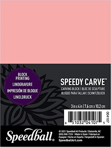 Speedball Speedy-Carve Block Printing Carving Block, Rectangle, Pink, 3 x 4 Inches (6-Pack), Linoleum for Printmaking Speedball