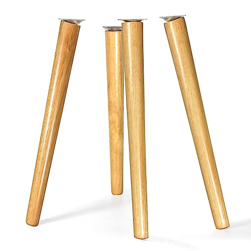 Sopicoz Table Legs 16 inch Wood Furniture Legs for Coffee Table End Table Mid-Century Modern DIY Furniture Tapered Natural Threaded M8 Hanger Bolts - WoodArtSupply