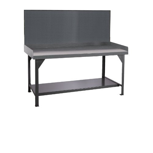 Durham Heavy Duty Steel/Iron Workbench with Back/End Stops and Pegboard, DWB-3072-BE-PB-95, 4000 lbs Capacity, 30" Length x 72" Width x 58" Height - WoodArtSupply