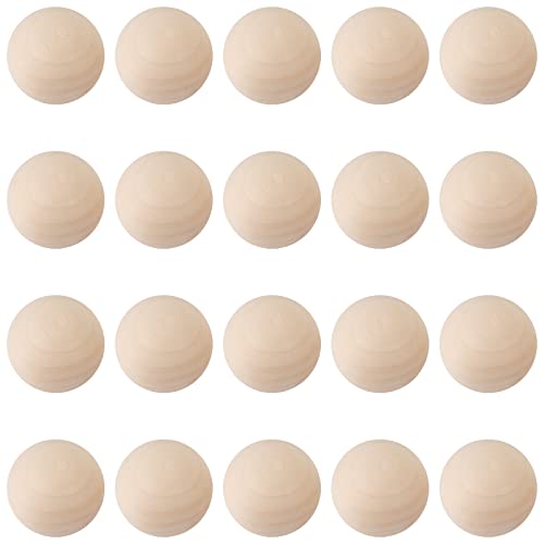 MOUYAT 20 PCS 2 Inch Round Wooden Balls, Unfinished Hardwood Balls, Natural Wood Craft Balls for Arts, Crafts, DIY Projects MOUYAT
