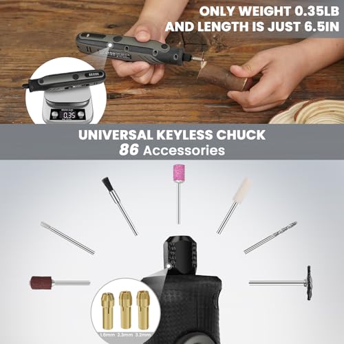 HARDELL Mini Cordless Rotary Tool 4V, 5-Speed Rotary Tool Kit with 86 Accessories, Power Rotary Tool for Cutting, Engraving, Sanding, Drilling, HARDELL