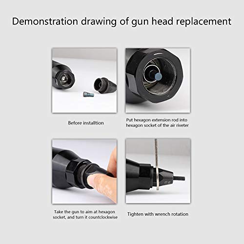 Pneumatic Riveting Gun, Pull Nut Automatic Air Riveter Nut Gun Tool for Metal Plate, Pipe and Manufacturing Industry Riveting (KP-739A) Walfront