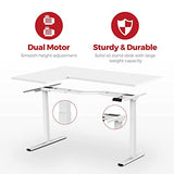 SANODESK 63-Inch Large Dual Motor L-Shaped Electric Height Adjustable Standing Desk - Reversible Panel - White Top/White Frame - Ideal for Gaming, SANODESK