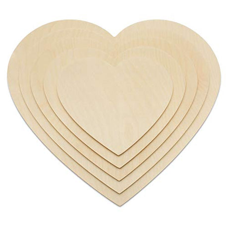 Wooden Heart Cutouts for Crafts 8 inch, 1/4 inch Thick, Pack of 3 Unfinished Wooden Heart Shapes, by Woodpeckers | Great for Valentines Day Crafts & Woodpeckers