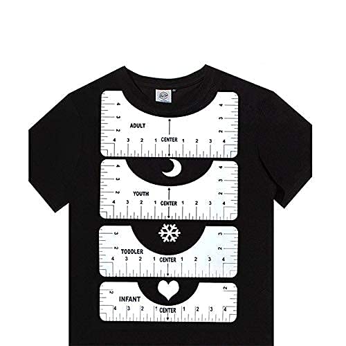 Woo T-Shirt Ruler Guide 4 Pieces Set with 3 Pieces of Heat Transfer Paper and Tape Measure for Vinyl, Heat Press, Heat Transfer Vinyl, Sublimation, PDTXCLS