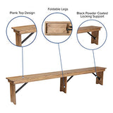 Flash Furniture Hercules Commercial Grade Farmhouse 3 Leg Bench - Solid Pine Foldable Bench with Seating for 4 - 8'x12" - Antique Rustic Flash Furniture