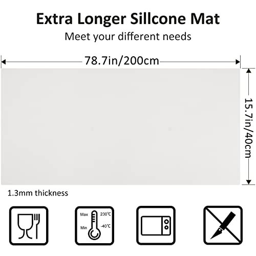 Large Silicone Heat Resistant Mat 78.7” x 15.7”, Nonslip Mats for Kitchen Counter, Countertop Protector, Nonstick Waterproof Craft Table Placemat, InfiOne