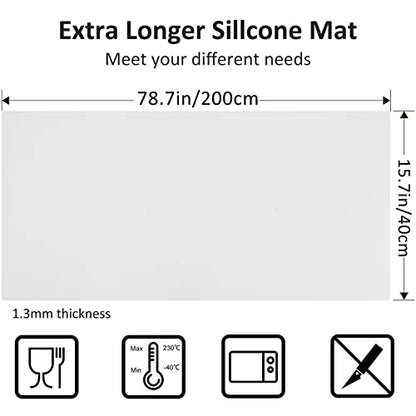 Large Silicone Heat Resistant Mat 78.7” x 15.7”, Nonslip Mats for Kitchen Counter, Countertop Protector, Nonstick Waterproof Craft Table Placemat, - WoodArtSupply