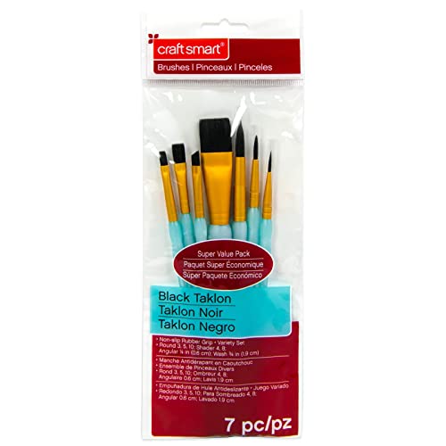 Craft Smart Variety Set Super Value Pack Black Taklon 7 piece - WoodArtSupply