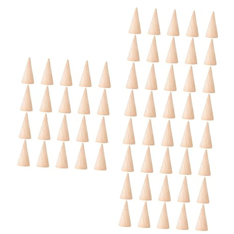 NOLITOY 60 Pcs Diy Cone Unfinished Wooden Toys Cone Bracket Ring Holder Jewelry-rings Ring Display Stands Wood Cone Wood Storage Racks Jewelry Ring NOLITOY