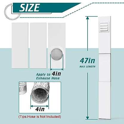 Daisypower Dryer Vent Window Kit, Adjustable Window Vent Kit with Outdoor Dryer Vent Cover,4 Inch Hood for Exhaust Ventilation - WoodArtSupply